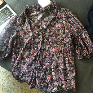 Zara floral silky blouse